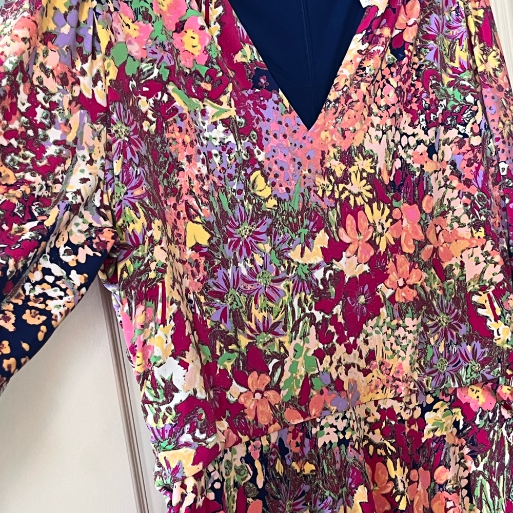 London Times Floral V-Neck Midi Dress in Multicolor Women’s size 16 - Picture 4 of 16